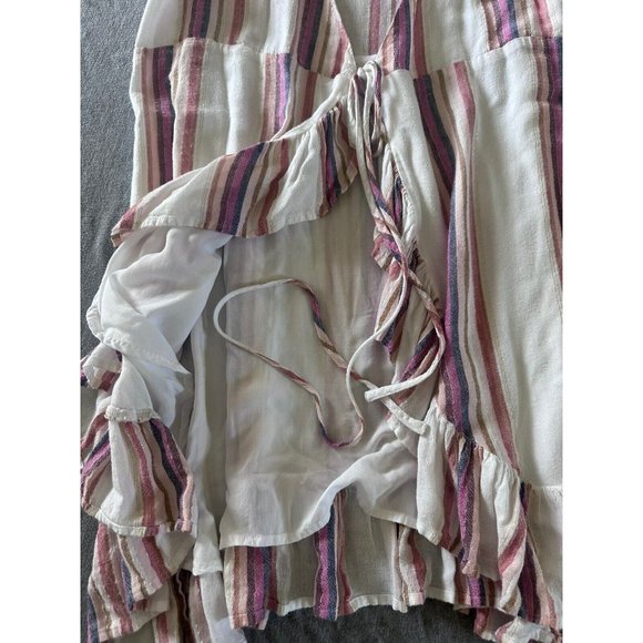 Rails Wrap Dress Women XSmall Cream Jewel Striped Madison Lightweight Sleeveless - Picture 5 of 11